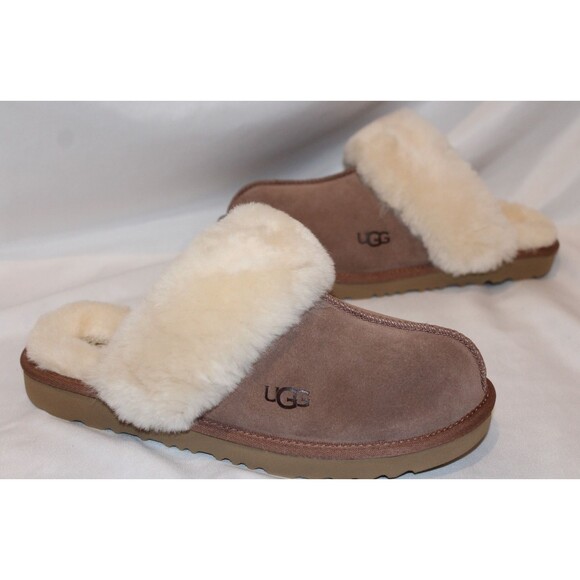NIB UGG Suede Cozy Shearling Slippers YOUTH 6 FITS WOMENS‎ 7.5-8 BROWN - Picture 2 of 7